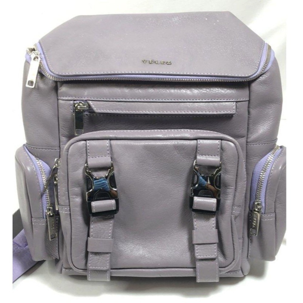 VELEZ Artisan Colombian DesignerLavender Leather Buckle Backpack Women's Fashion